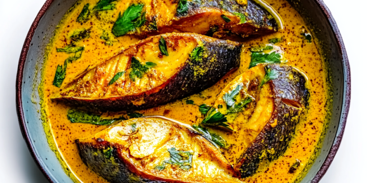 Shorshe Ilish: Hilsa cooked in a mustard sauce
