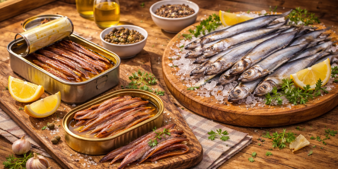 Anchovies of the Cantabrian coast — fresh vs cured