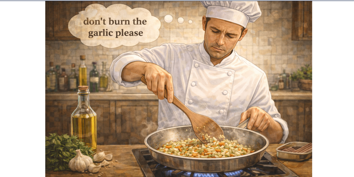 Why garlic should not brown in soffritto